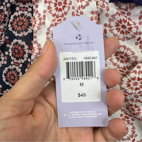 NWT Artesia Womens Top Size M Pink Blue Button Front - Picture 14 of 16